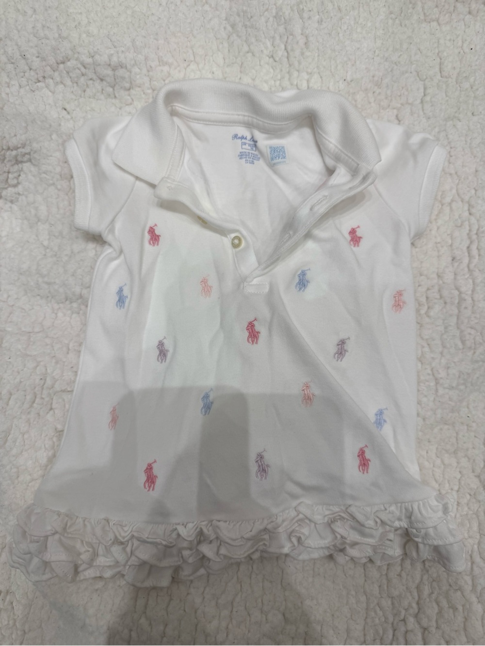 Ralph Lauren Ruffled White Ruffle Polo Dress